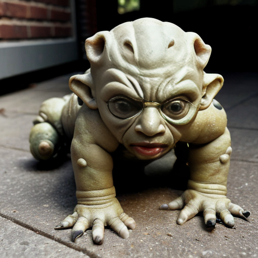 Baby crawler MUTANT DEFORMED grotesque EXPIREMENT UGLY GROSS DISGUSTING OUTSIDE SURROUNDING A HOUSE