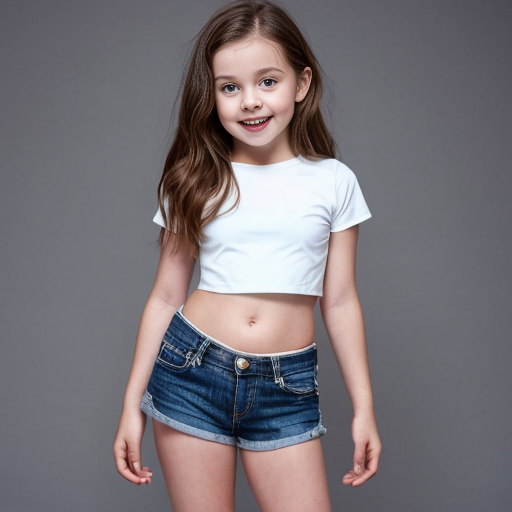 little girl in short shorts and crop top
