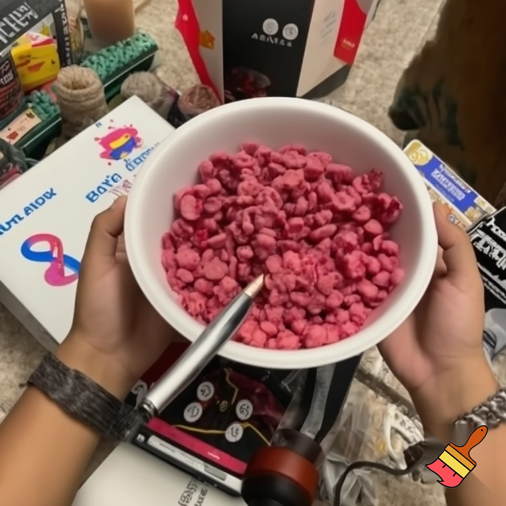 show a person with a cereal bowl and the box's name is harowin's berryin's
