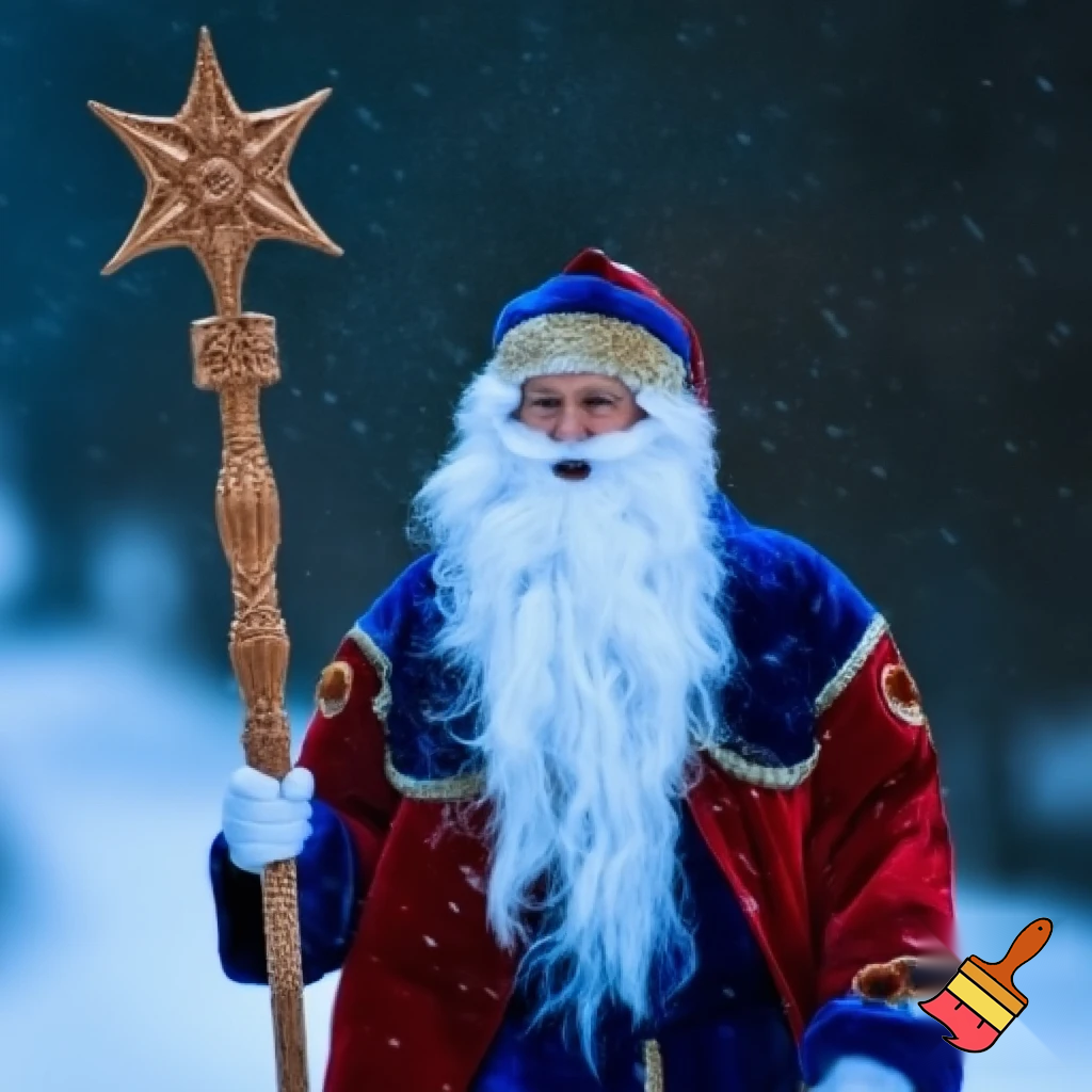 Russian Santa Claus walking stick with a star Santa Claus the real Santa Claus