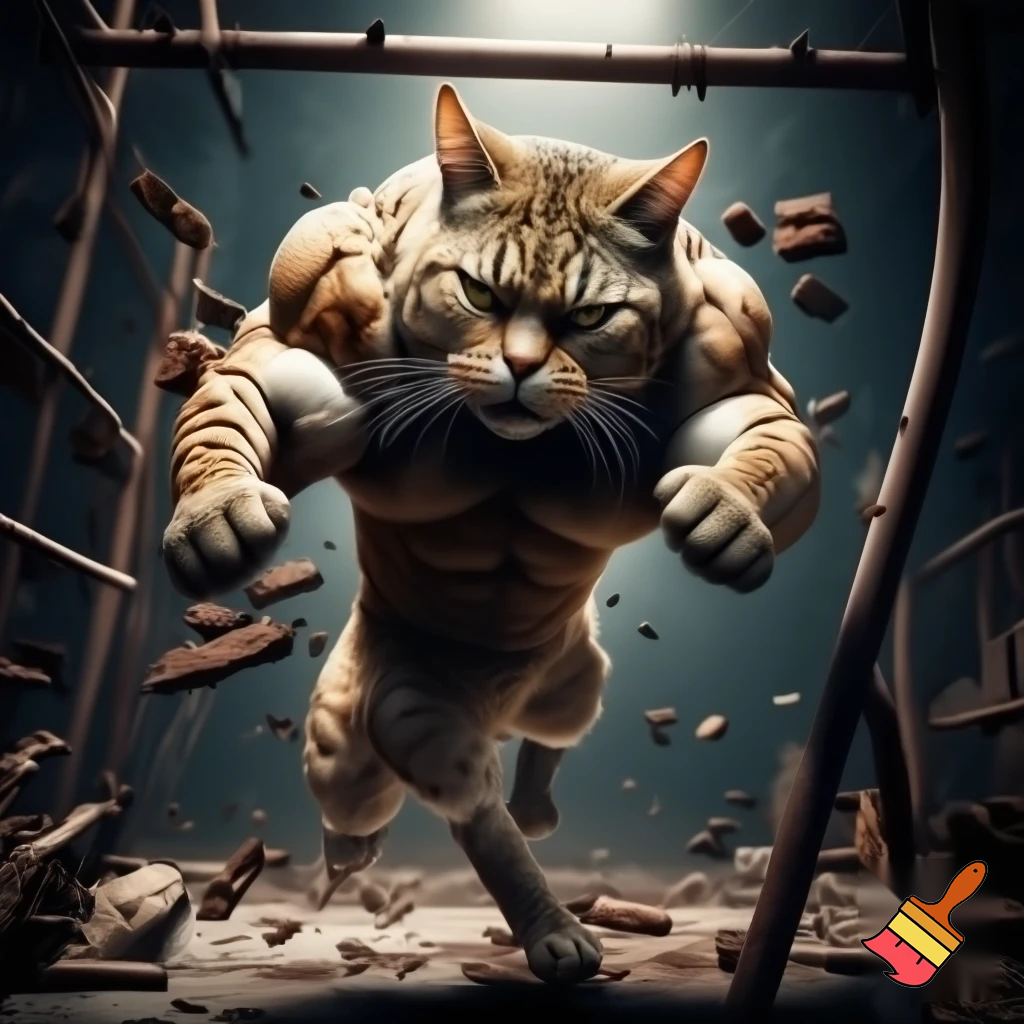 buff cat breaking out of jail