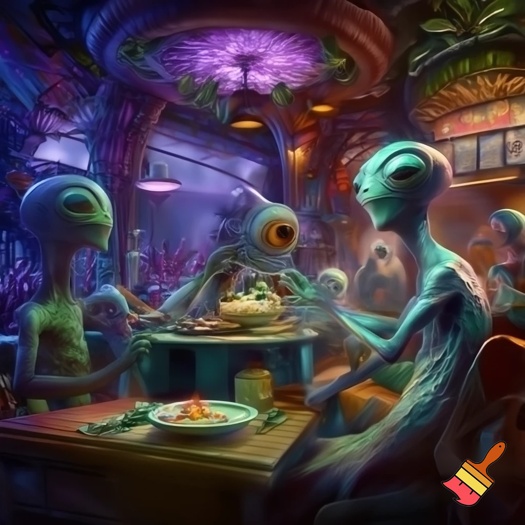 Aliens open a restaurat
