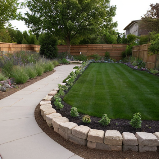 Realistic, nature-inspired garden based on the existing property, with the excavator completely removed.
In the center, a continuous, well-maintained lawn area.
Along the upper and right edges, a natural-looking sandstone wall approximately 50 cm high, positioned about 70 cm to 1 m away from the property boundary.
Between the wall and the fence, dense ornamental shrubs provide visual privacy, combined with edible shrubs and plants.
Planting includes tall and low herbs, fruit plants, and evergreen edible shrubs such as Juniperus (juniper).
Natural, slightly wild structure, yet well cared for.
Harmonious transitions between lawn, stone wall, and planted areas.
Realistic lighting conditions, spring or early summer, no artificial colors, no overly designed or stylized garden elements.
Photographic style, high level of detail, natural garden character.