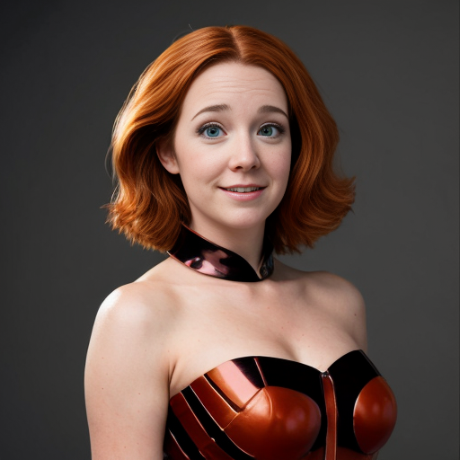 April O’Neil as an insect-woman with auburn wavy short hair