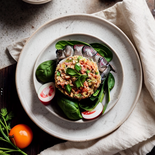 Create a realistic cookbook style photo of the finished dish:
Sardine and Spinach Whole Grain Wrap
The dish is fully plated and ready to serve.
Style:
modern healthy cookbook photography
natural daylight
editorial food photography
clean minimal background
Composition:
The food is the main focus of the image.
Simple kitchen environment.
Fresh ingredients visible around the plate.
Camera variation (important):
Use a different angle from previous images such as:
top view
45 degree angle
close up plating
side angle
slightly elevated perspective
Keep the lighting style consistent across all images.
Make the food look fresh, vibrant and realistic.
VARIAZIONE AUTOMATICA DELLE INQUADRATURE
Per evitare immagini duplicate, alterna automaticamente:
camera angle
top view
45 degree angle
slightly elevated angle
side plating angle
close up texture shot
camera distance
wide food composition
medium shot
macro texture detail
surface variation
light wood table
white marble surface
stone kitchen surface
prop variation minima
linen napkin
wooden spoon
small ingredient bowls
fresh herbs
Queste variazioni devono cambiare tra le immagini ma mantenere lo stesso stile generale