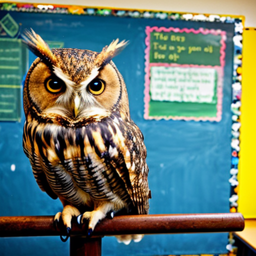 a owl says here in the school