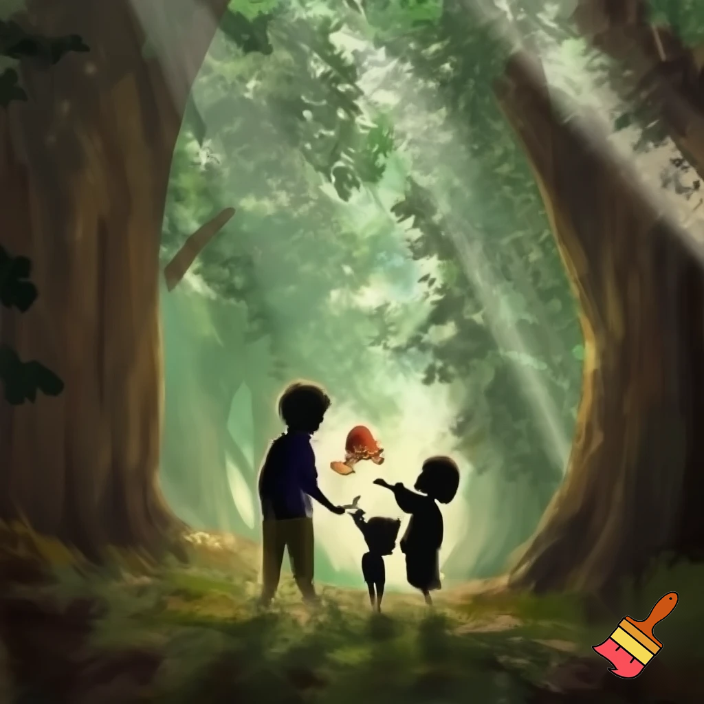 Family of 4 in the woods
