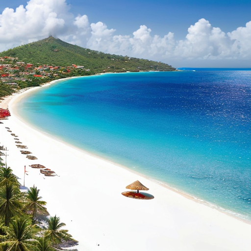 Turkish Caribbean Island part of Türkiye in 2040 Türk Karayip Adası with restaurants on the beach