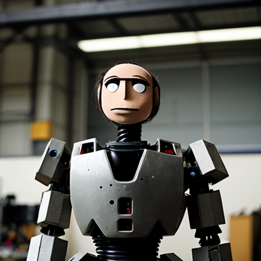 tony the puppet in a mech suit