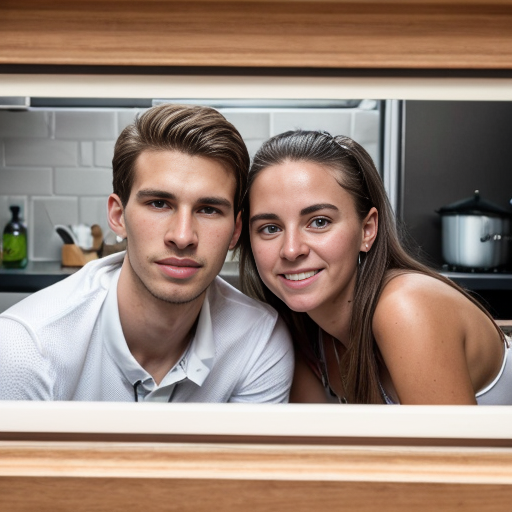 Goretzka and Vanessa at the kitchen 