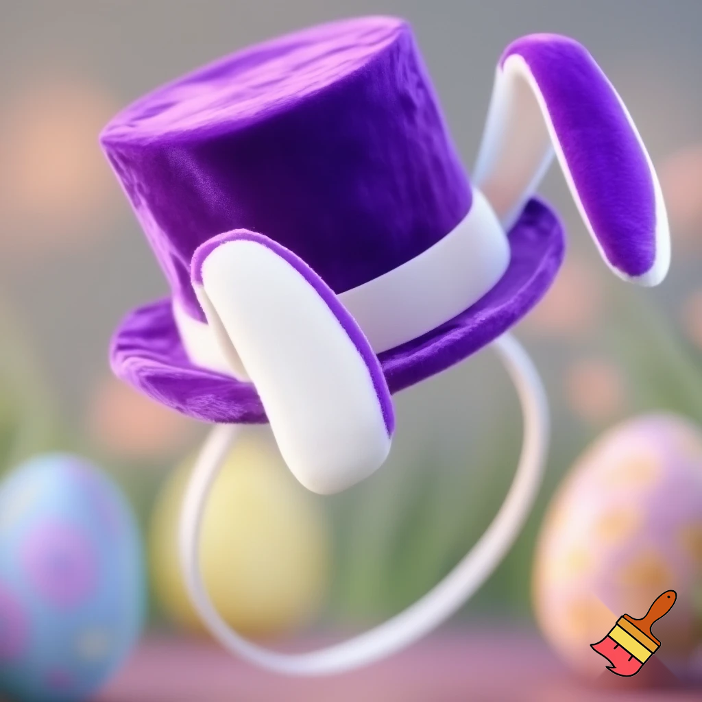 Easter bunny headband, top hat, Easter hat headband, top hat, purple and white, purple and white velvet top hat