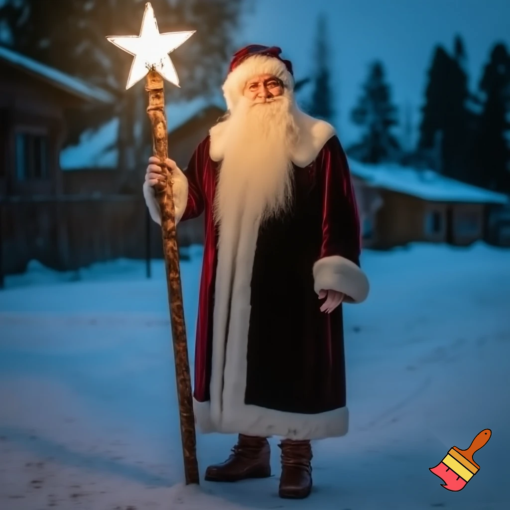 Santa Claus, Russia walking stick with the start the real Santa Claus
A star