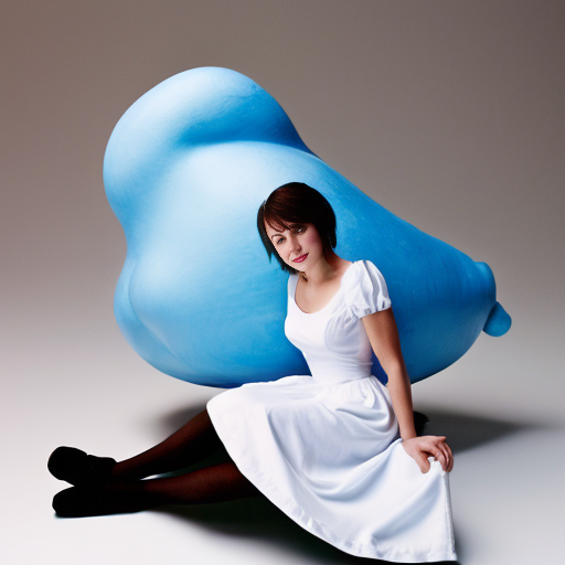 Smurfette white dress white shoes on a sitting Cloud (from The Smurfs)