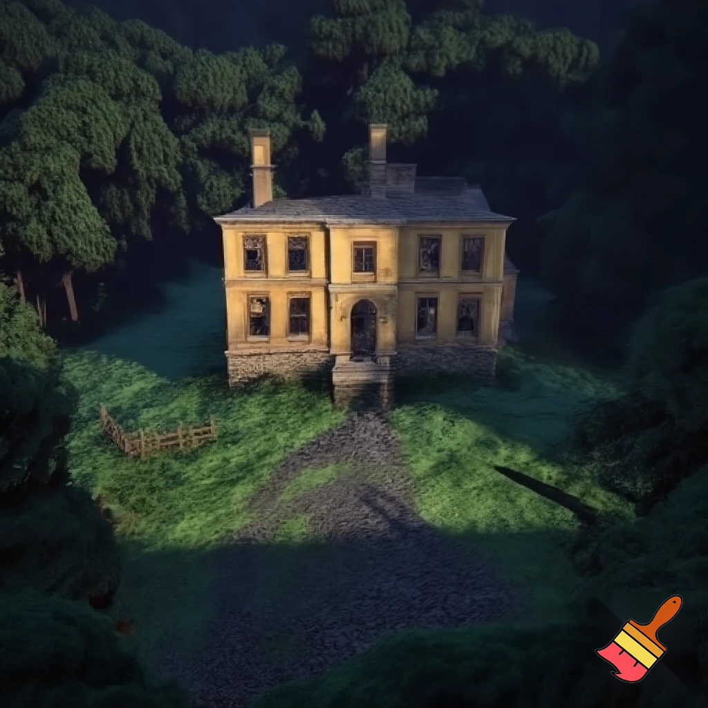 house. It was verging on a manor: a wide yellowish stucco facade stacked with gaping windows greeted them at the end of a stone driveway. The building stood two stories tall upon a bed of verdant grass, the plot carved out from a dense forest surrounding the house on three sides. The fence attached to the entrance gate disappeared into the woods, stretching far beyond Gon’s view.
