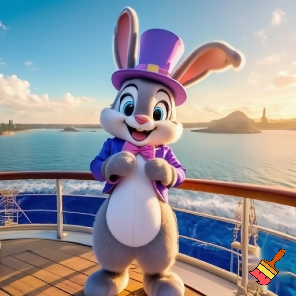 Easter bunny mascot Disneyland costume with the top hat Australia Disney cruise ship
