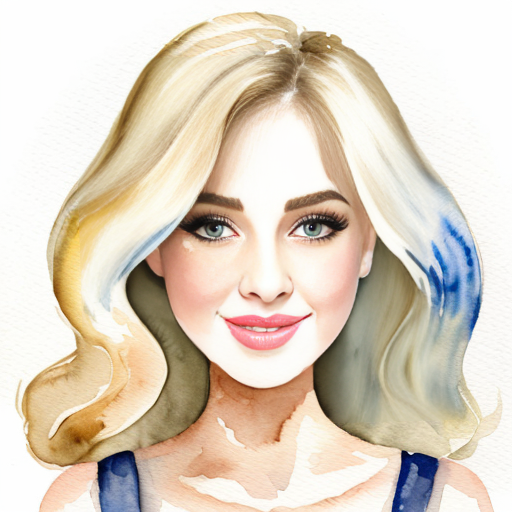 A cartoon girl with blonde big bushy blonde hair 