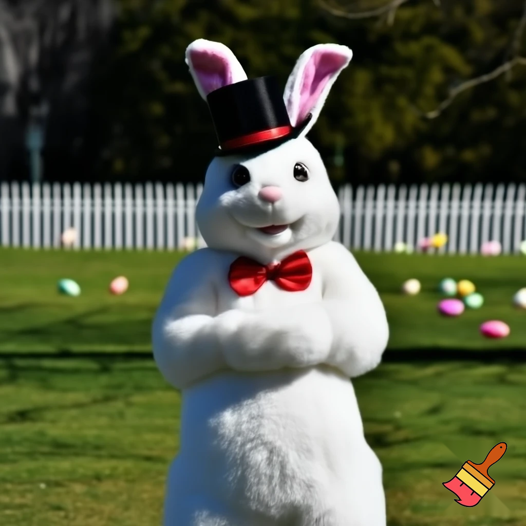 Easter bunny mascot top hat costume