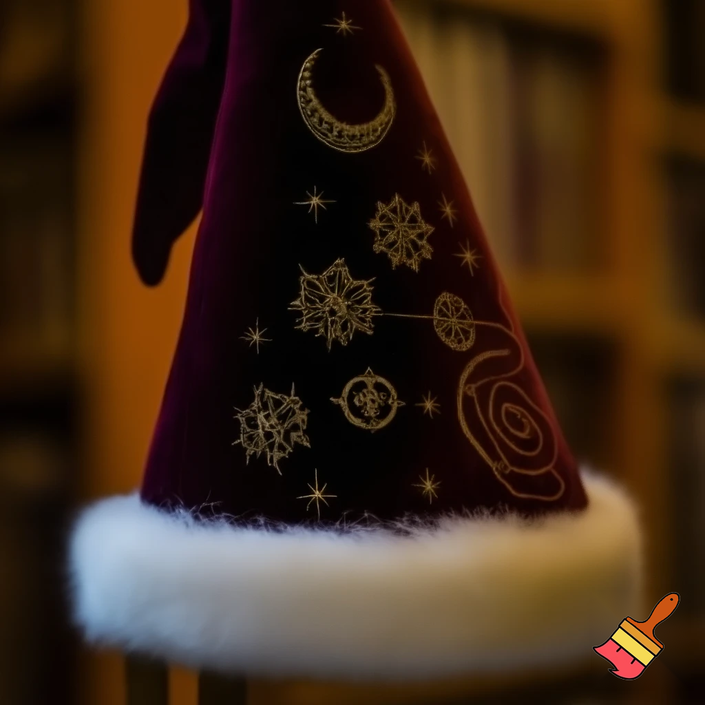 A wizard Santa Claus hat read✨✨🎄💫 velvet a wizard hat