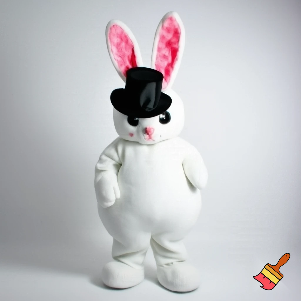Easter bunny mascot costume top hat mascot costume white