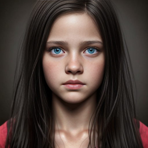 13 year old Canadian tomboy girl with long light black hair and amber eyes