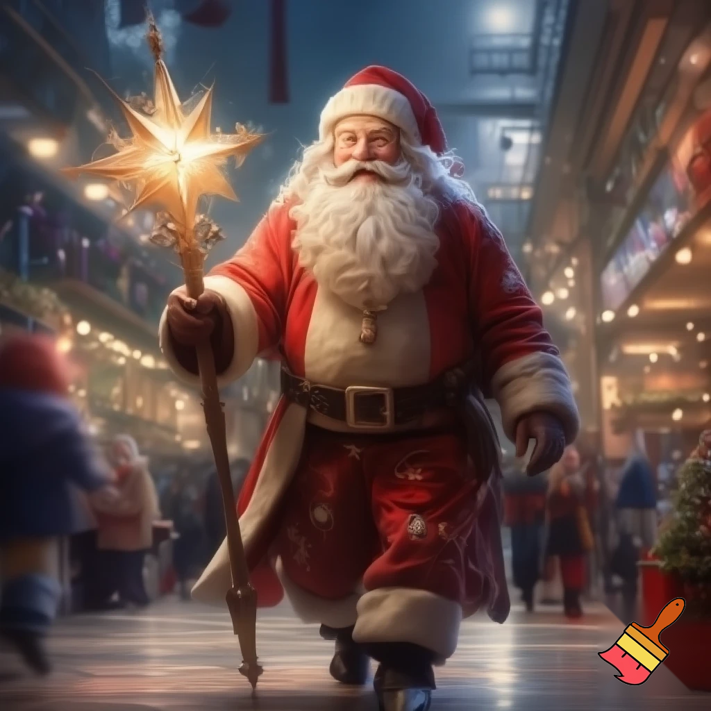 Santa Claus walking at the shopping centre a wizard Santa Claus the real Santa Claus🌟💫🎄🎁🎁🎁🎁🎁🎁🎁🎁🎁🎁🎁🎁 stick Santa Claus the big Santa Claus with a star walking stick with the star Santa Claus special Santa Claus🌠