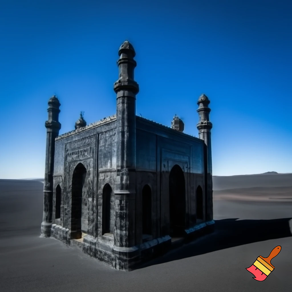 A intact great early medieval Islamic Black Marble Palace in the Black Desert of Jordan