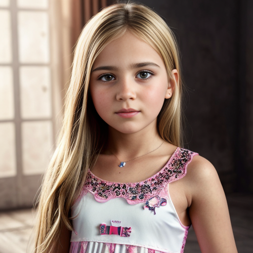 Turkish little girl, at age 12, blonde hair, dress