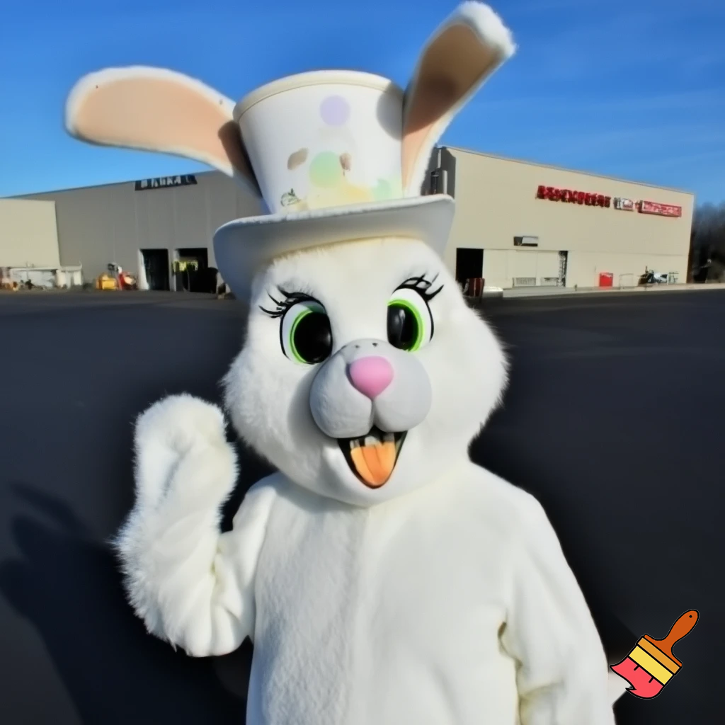 Mascot costume, Easter bunny top hat special top hat falcon gate trucking Centre