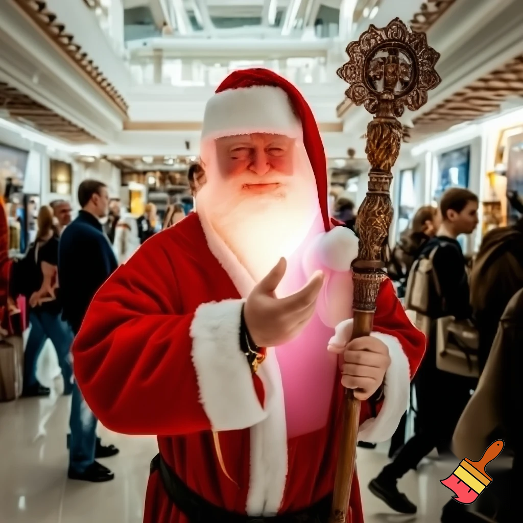 Santa Claus magic walking stick staff Russia shopping Centre