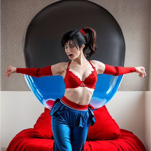 90's disney's 2d aladdin style comic dark blue background and panels of panel 1 giant bubble that transforms into a black haired ponytail woman with blue skin, blue harem pants red bra and red sash and red curved slippers. 
Panel 2 the blue skinned black haired ponytail woman with blue harem pants red bra and red sash and red curved slippers then blows a second bubble that transforms into another black haired ponytail woman with blue skin,blue harem pants, red bra and red sash red curved slippers. 
Panel 3 then the second black haired ponytail blue skinned woman with blue harem pants and red bra and red sash and red curved slippers blows a third bubble that transforms into the third black haired ponytail woman with blue skin, blue harem pants and red bra and red sash and red curved slippers. 
Panel 4 and then the third black haired ponytail woman with blue skin, blue harem pants and red bra and red sash and red curved slippers then blows a fourth bubble that transforms into the fourth black haired ponytail woman with blue skin blue harem pants and red bra and red sash and red curved slippers. 
Panel 5 Then the four black haired ponytail women with blue skin , blue harem pants, red bra and red sash and red curved slippers then raising their arms together and swaying their hips. 
Panel 6 then the belly bugles of the four black haired ponytail Women with blue skin, blue harem pants, red bra and red sash and red curved slippers merging and fusing together and swelling.