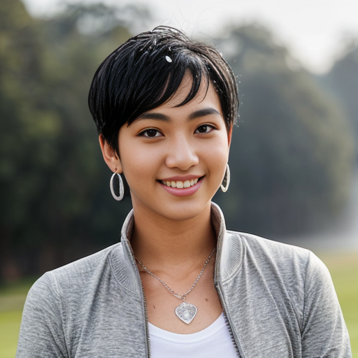 A cheerful athletic teenage boy, with short black hair, defined face (slightly angular heart-shaped jawline), tall straight nose, light brown eyes, wheatish skin, 183cm tall, inverted triangle body (broad shoulders, narrow waist), wearing a sporty zip-up jacket with the collar slightly open, subtly revealing a toned chest, smiling warmly at the camera, clean and refreshing aura.

(masterpiece, best quality, ultra-detailed, 8k, photorealistic anime:1.2),
young male character, messy black hair, light brown eyes (half-covered by hair), moist lips, faint blush,
wearing translucent white T-shirt (slightly wet texture),
accessories: silver star-shaped drop earrings (double earrings), silver chain necklace with crystal pendant, silver ring (on middle finger),
pose: head tilted back, one hand gently touching hair (fingers slightly curled),
background: soft misty/rainy atmosphere (blurred cool-toned environment, floating water droplets),
style: Chinese handsome male illustration (delicate facial features, realistic skin texture with subtle water droplets),
color tone: cool muted blue-gray dominant, with white (T-shirt) + silver (accessories) accents, soft diffused lighting (subtle highlights on skin and water droplets),
composition: extreme close-up (half face + neck), upward angle perspective, shallow depth of field (blurred background),
additional details: translucent T-shirt texture, water droplet sparkle on skin/hair, silver jewelry luster, gentle and ethereal atmosphere