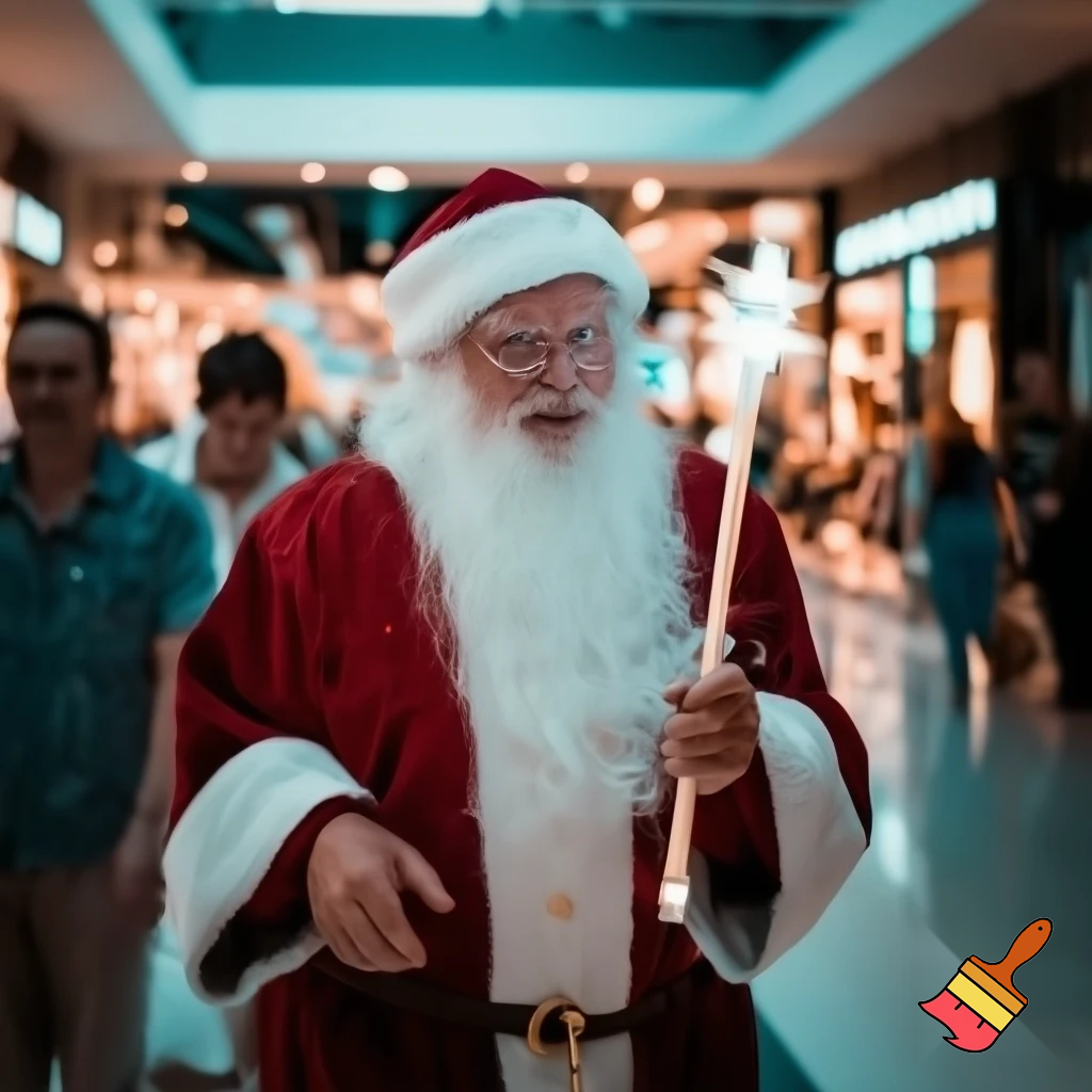 Santa Claus magic walking stick staff Russia shopping Centre Australia shopping immune in a star