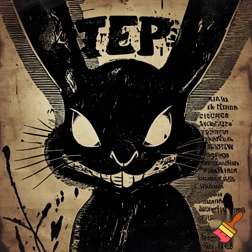 wanted poster of a rabbit smirking and looking sinister and menacing