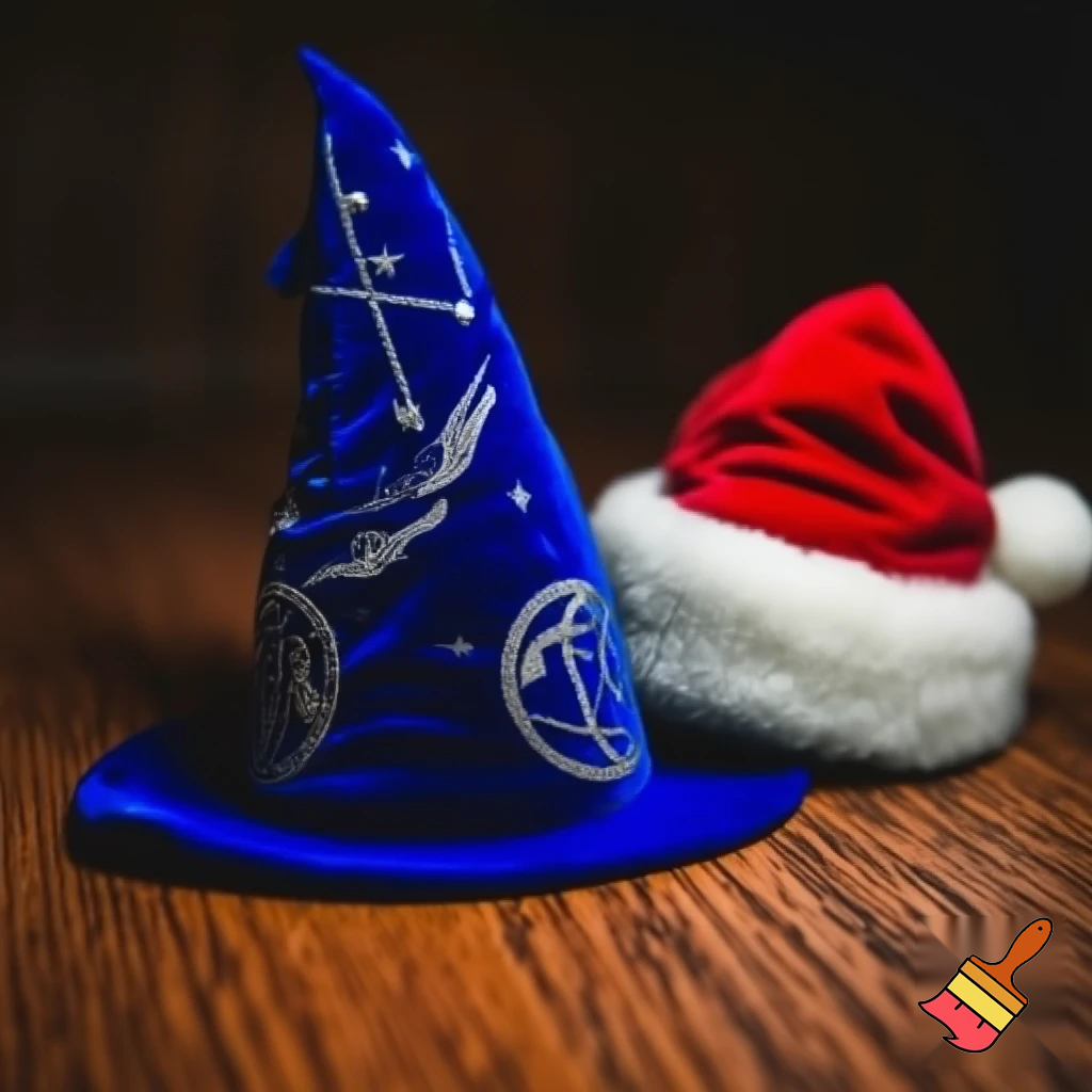 Christmas wizard hat written and velvet Santa Claus hat