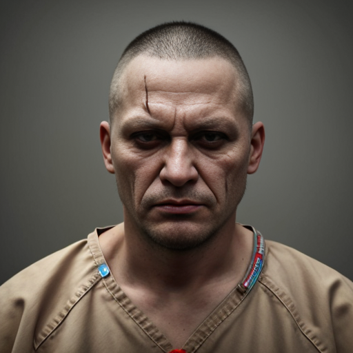  rat, evil, sinister, wearing prison outfit, mugshot style, no human