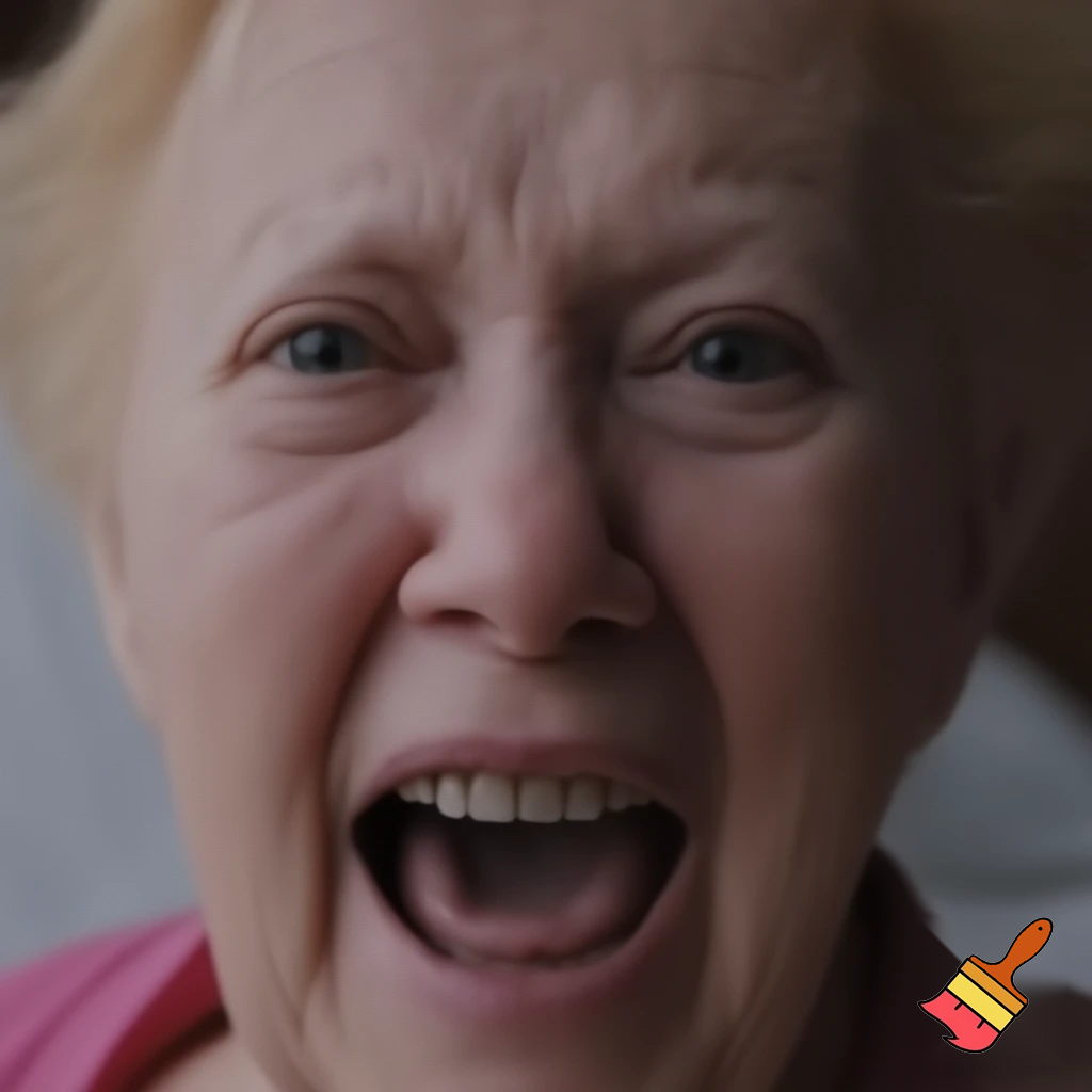 Old Woman screams in agony because she's being incinarated. 
