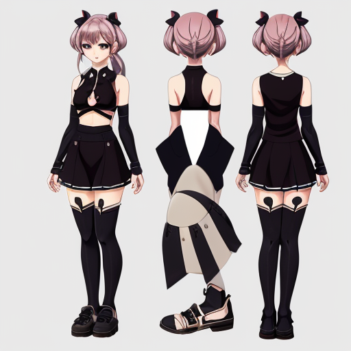 a reference sheet for a girl vtuber character design anime