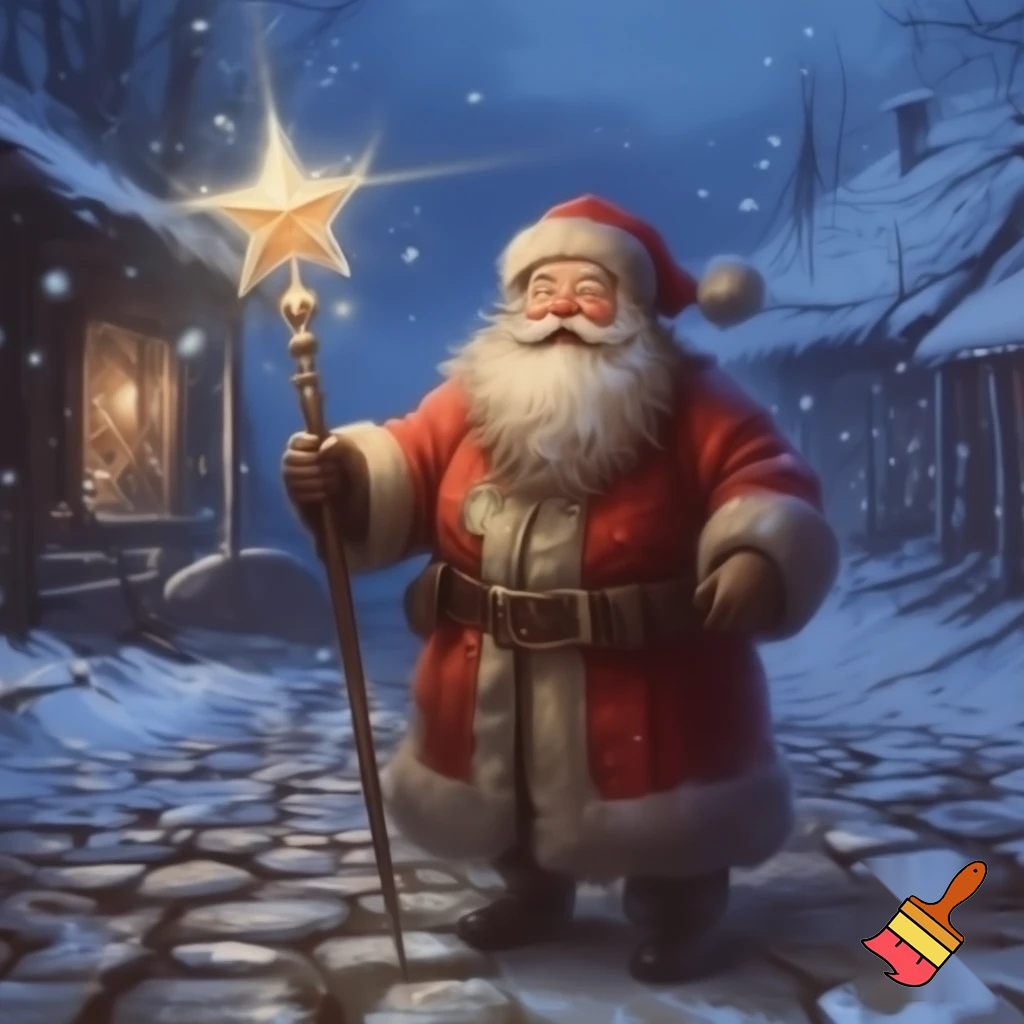 Santa Claus, Russia walking stick star
