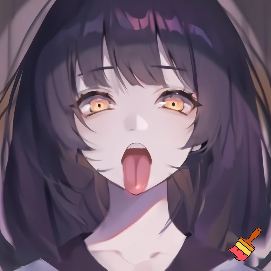 An anime girl licking her own vagina