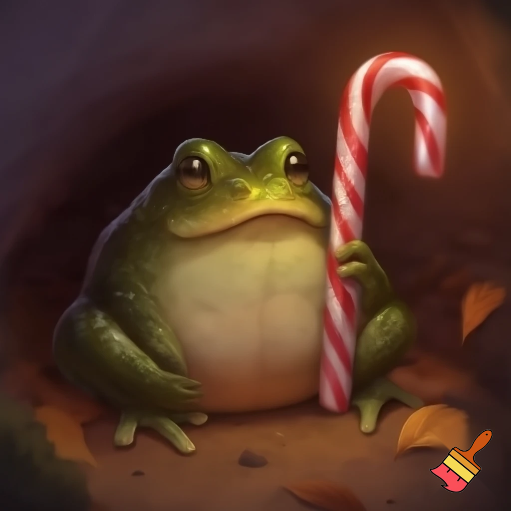 a toad smoking a suger cane