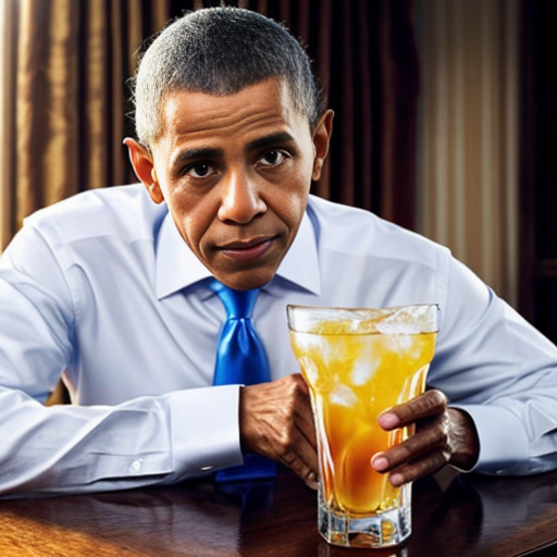 ombama with donald trump drinking a yellow drink