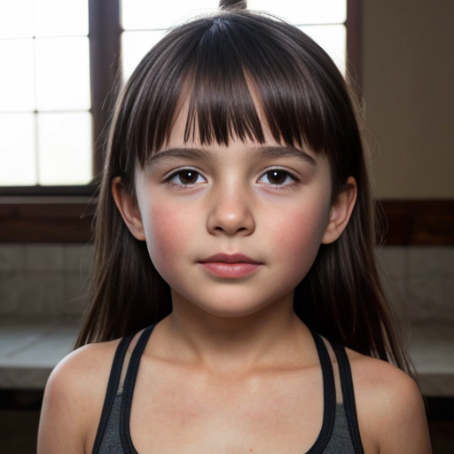 make me a family of 5, make the dad have dark brown hair and somewhat muscley and make the kids 2 years old, 3 years old, and 14 years old, make the 2-year-old a girl, make the 3-year-old a boy and make the 14-year-old a boy.