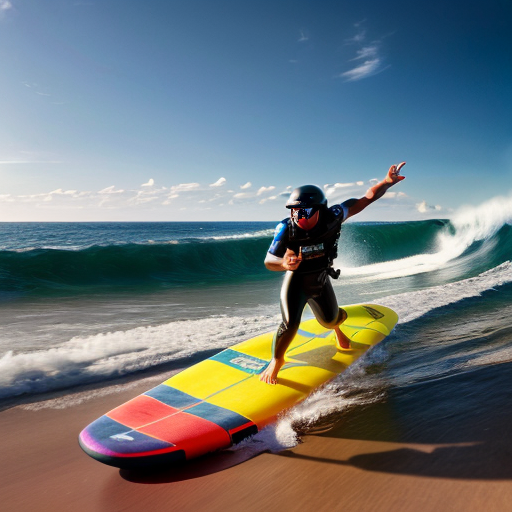 jeffery epstien with glowing red eyes on a surf board running away from the police