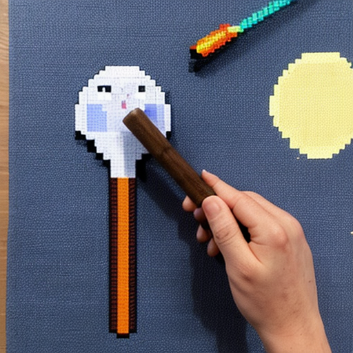 create a pixel hammer with a moon arua
