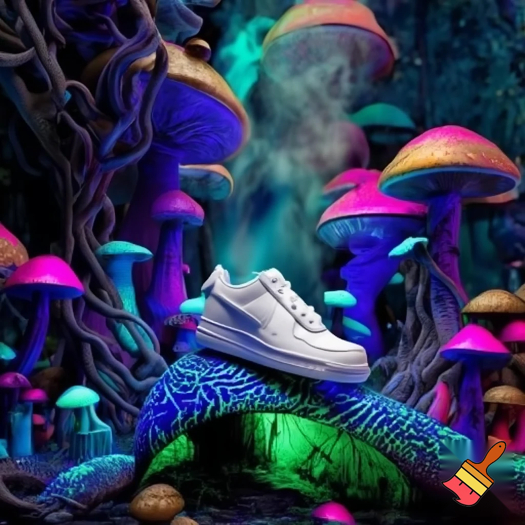 Nike Air Force в мире "Алисы в Стране чудес" (сюрреализм, грибные леса