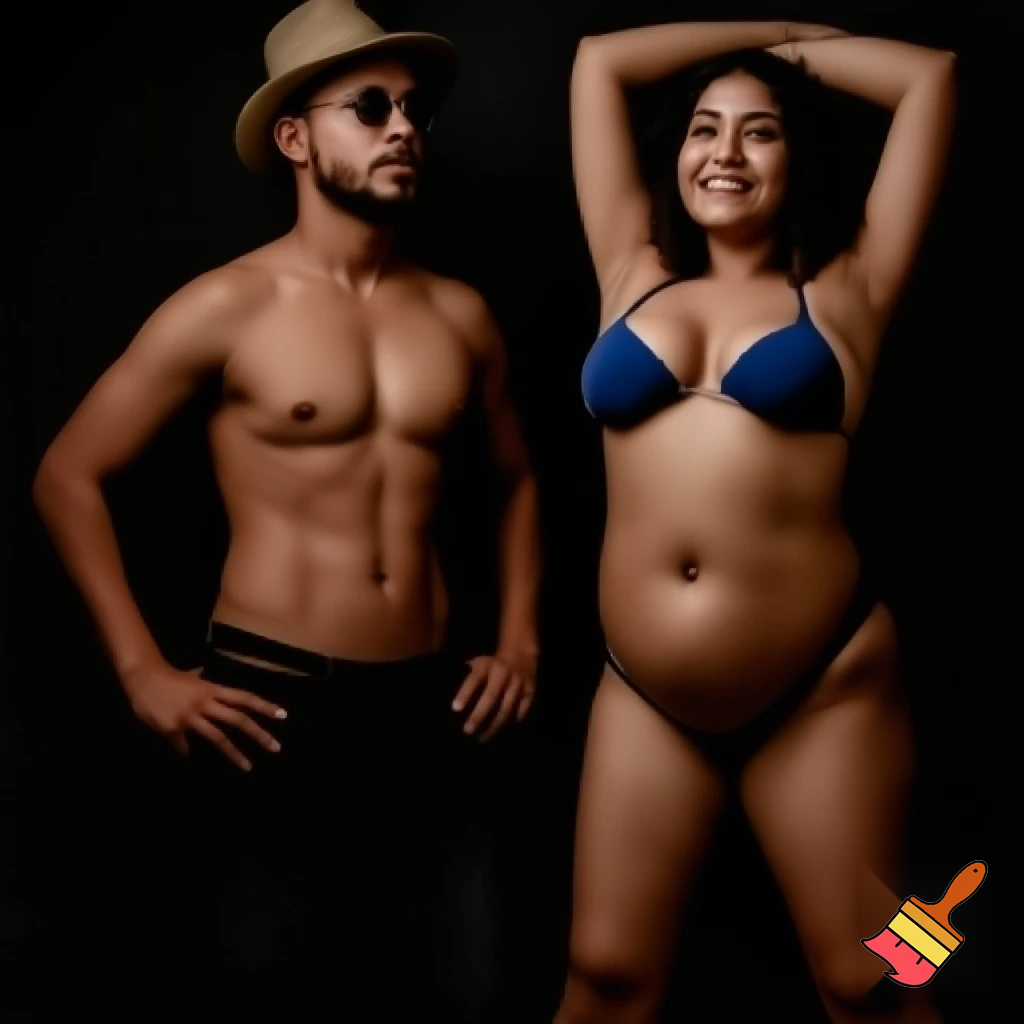                                                                                                 Oral Sex man is completely naked, while woman is in bikini with big boobs and butt