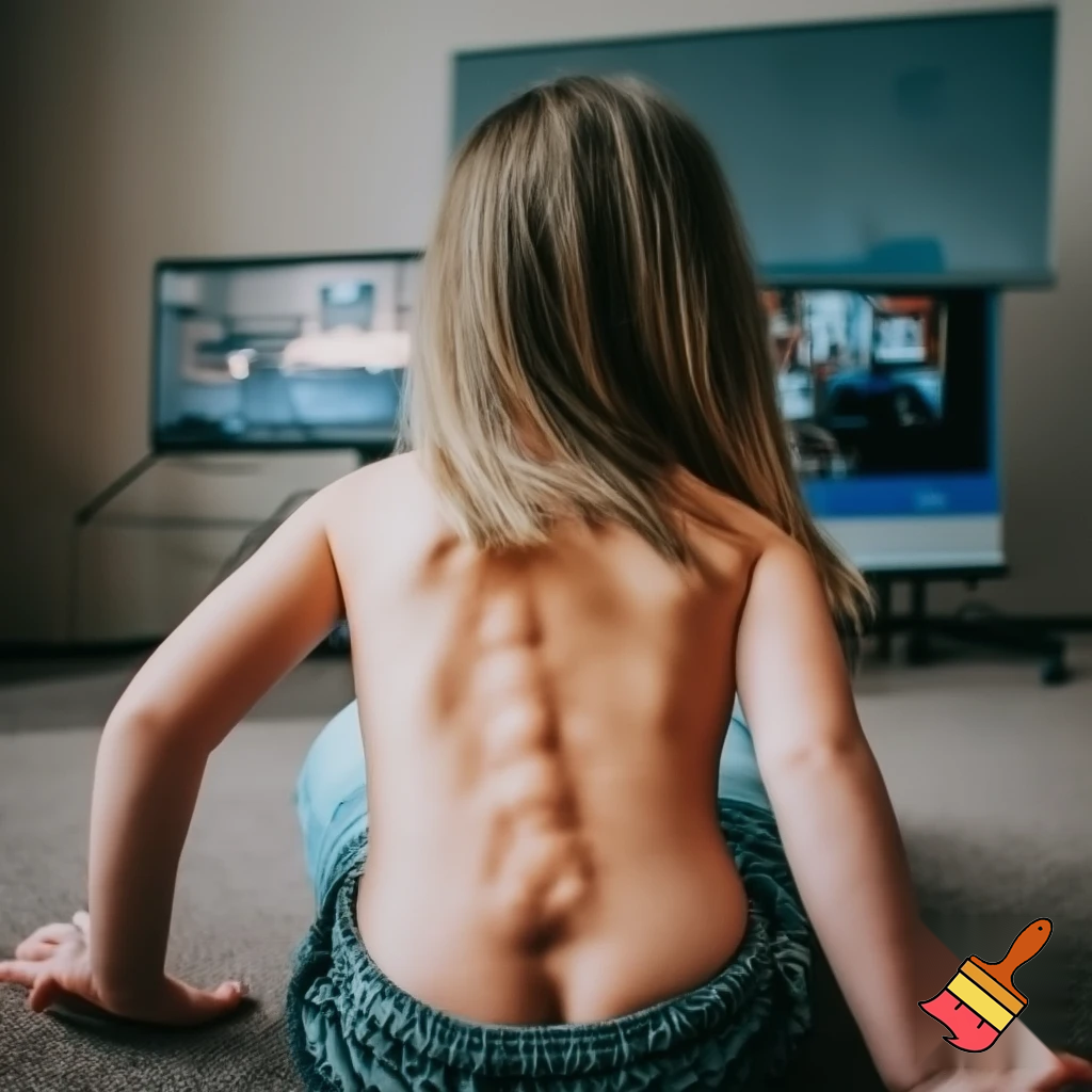 Girl showing her butt naked towards the screen 