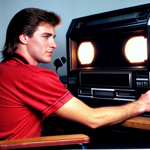 80s male broadcast vcr operatior