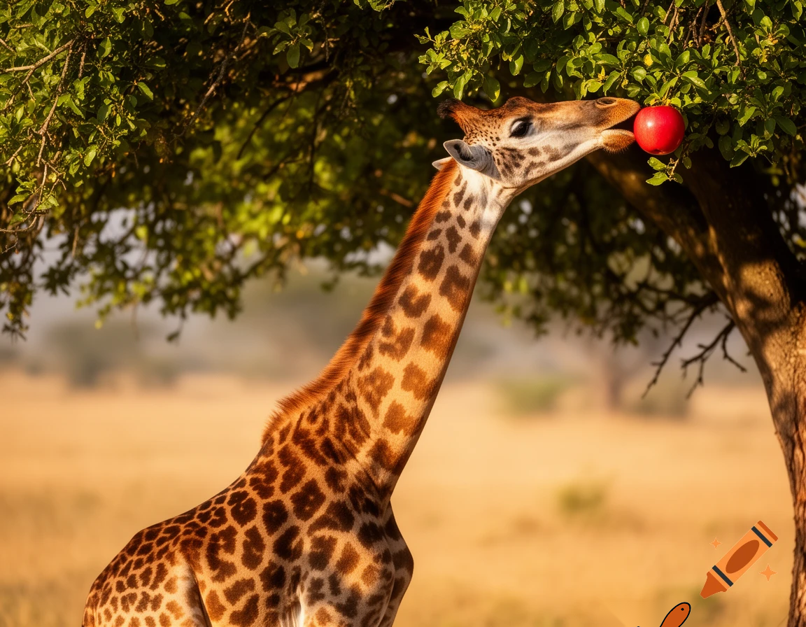 Giraffe eating a apple