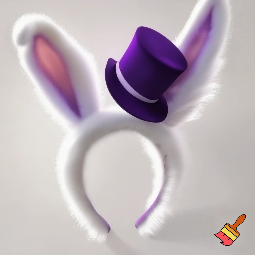 Easter bunny headband, top hat, Easter hat headband, top hat, purple and white, purple and white
